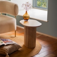 Linn Pearl Solid Wood Side Table in White Colour