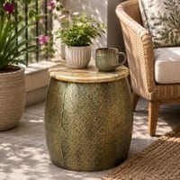 Luxury Accent Metal Side Table in Gold Finish
