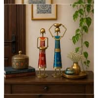 Desert Art Metal Handpainted Lady Doll Showpiece Set of 2
