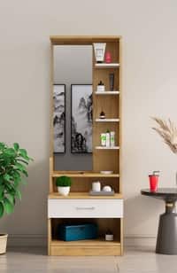 Hexa Red Wooden Dressing Table in Giant Wood and Frosty White Colour