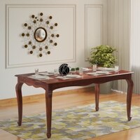 Kade Solid Wood 6 Seater Dining Table in Brown Finish