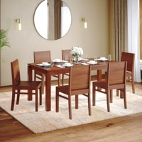 Atlas Solid Wood 6 Seater Dining Table With Set of 3  Atlas Wooden Seat Dining Chair