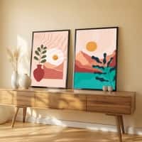 The Castle Decor Boho Abstract Botanical Wall Art Set of 2 Design 1 11x17 Inch