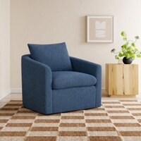 Oxford Boucle Fabric Lounge Chair in Blue Colour