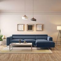 Chelsea Right Aligned 3 Seater Sectional Fabric Sofa (Lapis Blue)