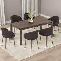 Atlas Solid Wood 6 Seater Dining Table with 6 Meryl Lounge Chair