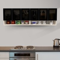 Aluminium Black Profile 6 Tinted Glass Handless Shutter  In Highland Pine Finish