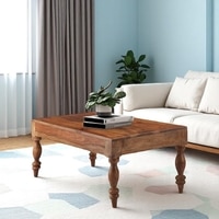 Hudson Sheesham Wood Traditional Rectangle Coffee Table In Natural Teak Finish