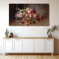 The Castle Decor Flowers Wall Painting Wooden Framed Digital Painting 27x48 Inch (Style 1)