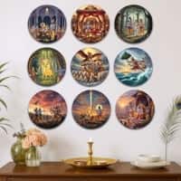 The Castle Decor Ramayan Wall Plates Set of 9 Spiritual Wall Art