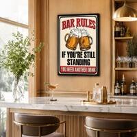 The Castle Decor Funny Bar Rules Wall Art Framed Painting 16x24 Inch (Style 1)