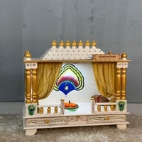 D'Dass White Sheesham and Mdf Wooden Temple For Pooja In Home and Office