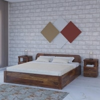 Sleigh Solid Wood King Size Storage Bed