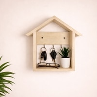 Torino Wooden Wall Shelf Organiser With Key Holders