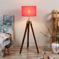 April Red Cotton Floor Lamp with Metal