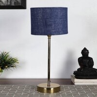 Blue Jute with Metal Gold Table Lamp