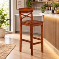 Zewar Sheesham Wood Bar Chair in Honey Oak Finish