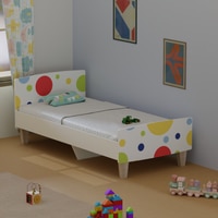 Minimalist Kids Single Bed in White and Multicolor