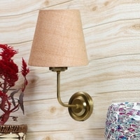 Devansh Metal Electric Wall Light in Gold Colour with Beige Shade Count of 1 Light