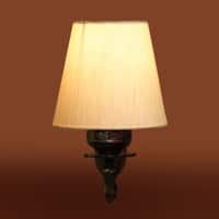 Devansh Metal Electric Wall Light in Antique Gold Colour with off-white Shade Count of 1 Light