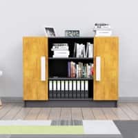 Hexa Engineered Wood Bookshelf in Slate Grey and Giant Wood Colour