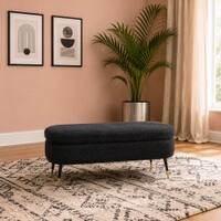 Doe Buck Luxury Boucle Storage Bench in Black Colour with Gold Tipped Legs