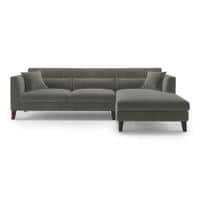 Lewis Sectional Sofa (Colour : Ash Grey Velvet, Cushion : Soft, Seater : Right Aligned 3 Seater + Right Aligned Chaise)