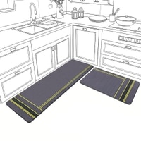 Luxe Home Strip Design Combo Kitchen Runner Mat - Grey (116x36 & 58x36 cm PC-2)