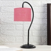 Pink Jute Curvy table lamp with Iron Base (SP10)