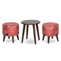 Serenity Solid Wood  Ottomon in  Red Colour