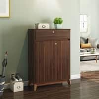 Webster 15 Pair Shoe Rack in Walnut Finish