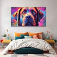 The Castle Decor Dogs Art Wall Painting Wooden Framed Digital Painting 27x48 Inch (Style 1)