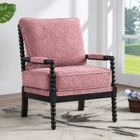 Luxe Boucle Fabric Lounge Chair in Pink Colour