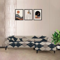 Right Aligned 2 Seater Right Aligned Chaise Navy Cubes Sofa Cover