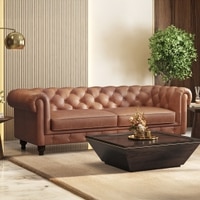Winchester 3 Seater Luxury Italian Leather Sofa In Cognac