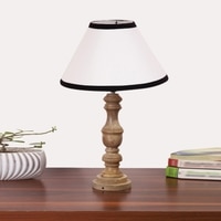 Devansh Multicolor Cotton Table Lamp With  Wood Natural Base (10X18 Inches)-33