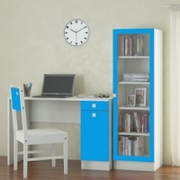 Celestia Kids Study Set with Desk Bookshelf and Wooden Chair in Azure Blue Colour