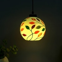 Floral Design Glass Electric Hanging Light in White Colour