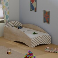 Loopy Loop Toddler Bed in Oak and White Stripes