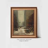 Artistry Brown Green Snow New York Printed Canvas Wall Canvas Wall Prints Set of 1 Multicolor Matte
