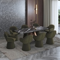 Aeris Ceramic 6 to 8 Seater Extendable Dining Table With 6 Selene Dining Chair