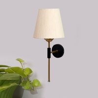 Devansh Metal Electric Wall Light in Black Colour with off-white Shade Count of 1 Light