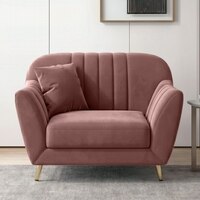 Rivo Velvet 1 Seater Sofa In Peach Color
