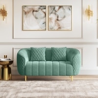 Amora 2 Seater Fabric Sofa In Dusty Turquoise Velvet Colour