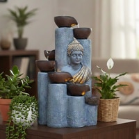 Grey Bamboo Buddha Water Fountain For Home And Office Decor