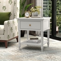 Dona Mango Wood Side and End Table (White Finish)