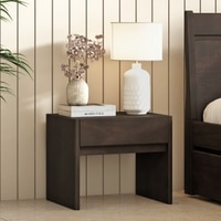 Basal Solid Wood Bedside Table In Dark Chestnut Finish