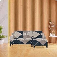 Right Aligned 2 Seater Right Aligned Chaise Navy Cubes Sofa Cover