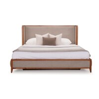 Kingsley Fabric King  Size Bed With Hydraulic Storage (Textured Beige Colour)
