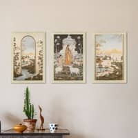 The Castle Decor Vintage Mughal Theme Wall Art Set of 3 11x17 Inch
